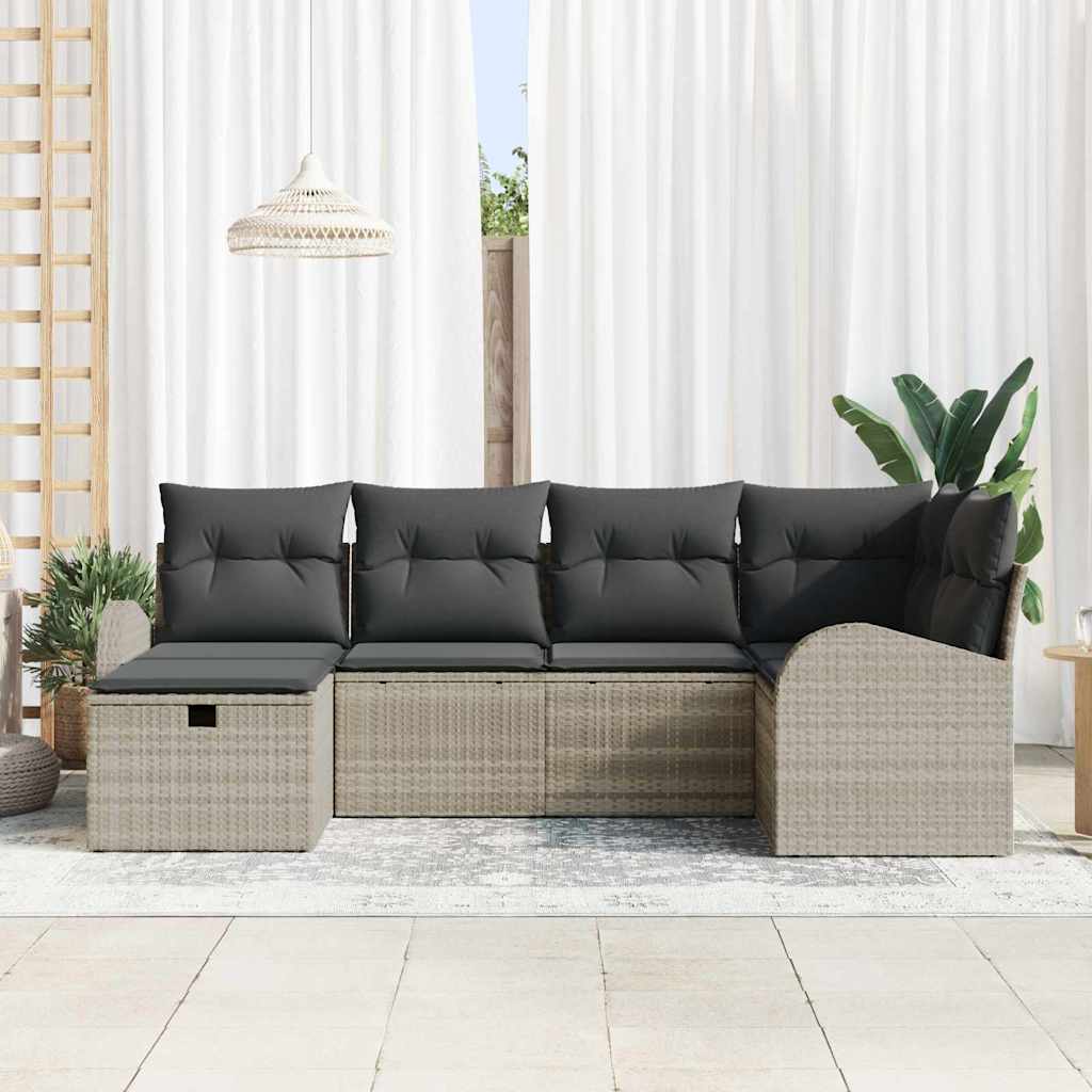 Garten-Sofa-Set 6 pcs Hellgrau 234 x 124 x 85 cm Poly Rattan